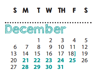 District School Academic Calendar for Steadham Elementary for December 2015