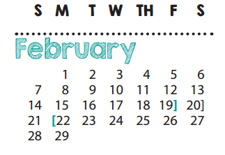District School Academic Calendar for P I P for February 2016