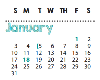 District School Academic Calendar for P I P for January 2016