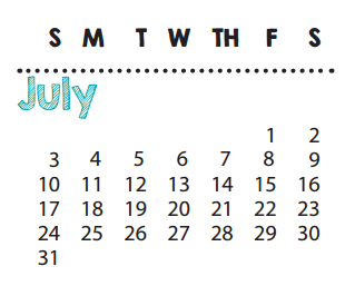 District School Academic Calendar for Coop Behavioral Ctr for July 2015