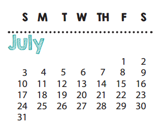 District School Academic Calendar for Jackson Technology Center for July 2015