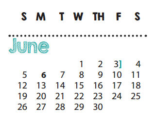 District School Academic Calendar for Club Hill Elementary for June 2016