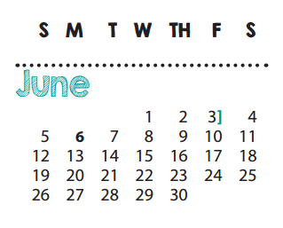 District School Academic Calendar for P I P for June 2016