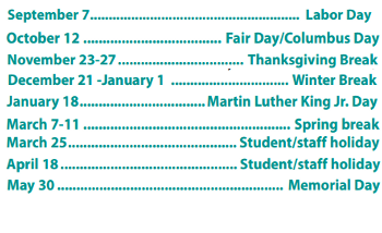 District School Academic Calendar Legend for Park Crest Elementary