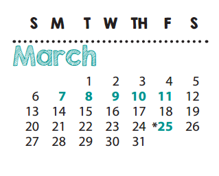District School Academic Calendar for P I P for March 2016