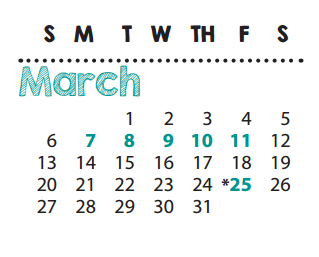 District School Academic Calendar for B G Hudson Middle for March 2016