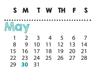 District School Academic Calendar for P I P for May 2016