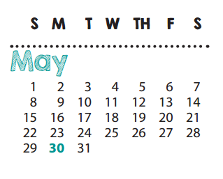 District School Academic Calendar for Sam Houston Middle for May 2016