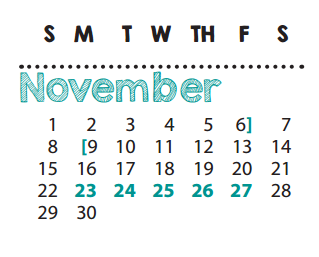 District School Academic Calendar for Walnut Glen Acad For Excel for November 2015