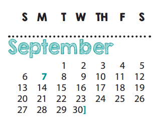 District School Academic Calendar for Cisneros Pre-k Ctr for September 2015