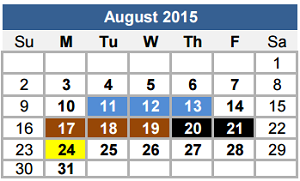 District School Academic Calendar for Charles A Forbes Middle School for August 2015