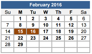 District School Academic Calendar for Charles A Forbes Middle School for February 2016