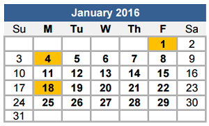 District School Academic Calendar for Georgetown High School for January 2016