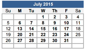 District School Academic Calendar for Frost Elementary School for July 2015