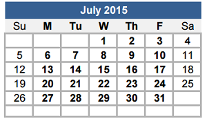 District School Academic Calendar for Mccoy Elementary School for July 2015