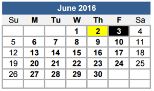 District School Academic Calendar for Frost Elementary School for June 2016