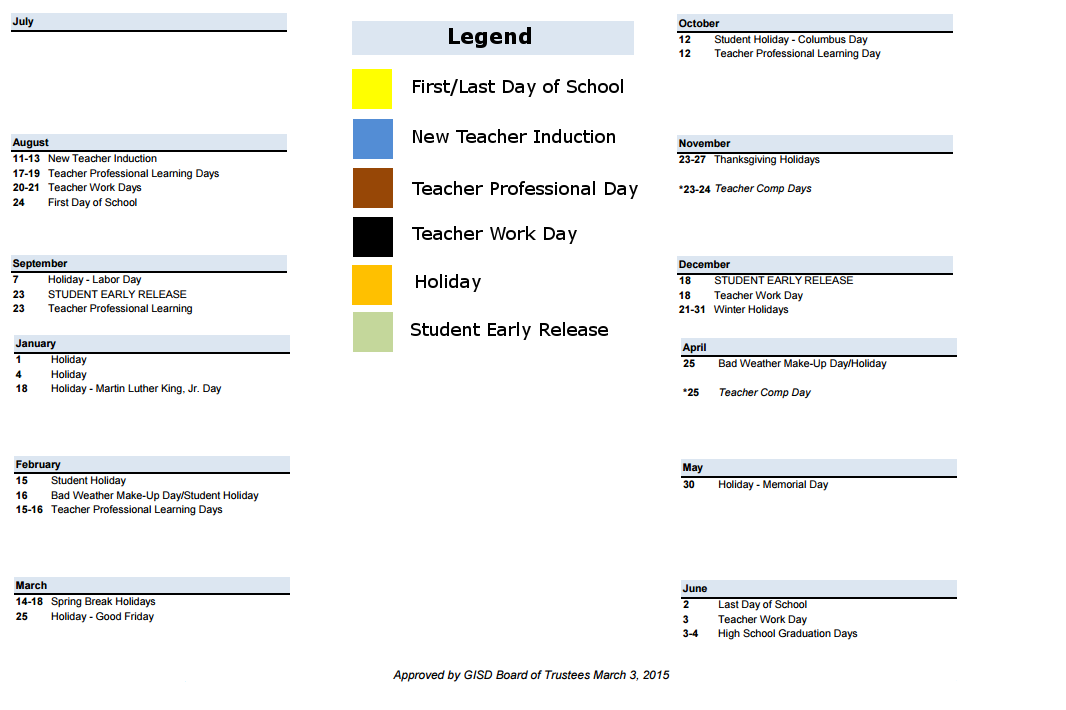 District School Academic Calendar Key for Frost Elementary School