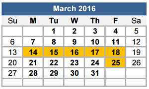 District School Academic Calendar for Wm S Lott Juvenile Ctr for March 2016