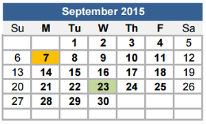 District School Academic Calendar for Frost Elementary School for September 2015