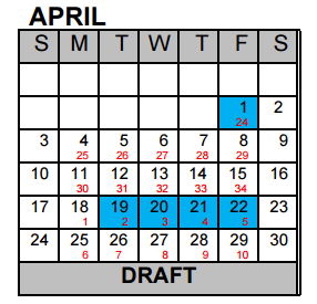 District School Academic Calendar for Excel Academy (murworth) for April 2016