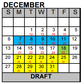 District School Academic Calendar for Excel Academy (murworth) for December 2015