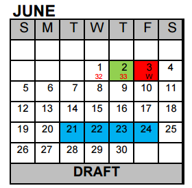 District School Academic Calendar for Excel Academy (murworth) for June 2016