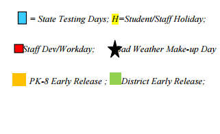 District School Academic Calendar Legend for Lorenzo De Zavala Elementary