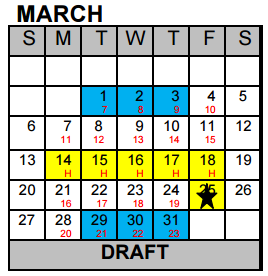 District School Academic Calendar for Excel Academy (murworth) for March 2016