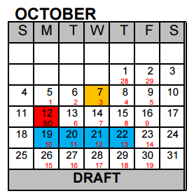 District School Academic Calendar for Excel Academy (murworth) for October 2015