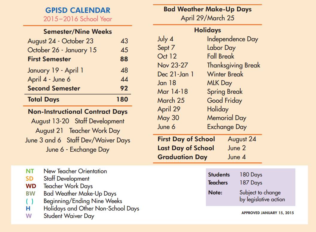 District School Academic Calendar Key for Eisenhower Elementary