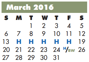 District School Academic Calendar for Florence Hill Elementary for March 2016