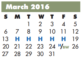 District School Academic Calendar for Lamar Alternative Education Program for March 2016