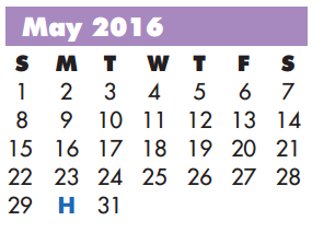 District School Academic Calendar for Mike Moseley Elementary for May 2016