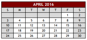 District School Academic Calendar for Grapevine Middle for April 2016