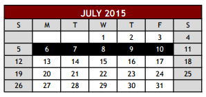 District School Academic Calendar for Bear Creek Elementary for July 2015