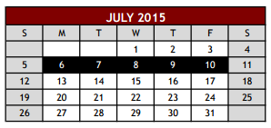 District School Academic Calendar for Bransford Elementary for July 2015