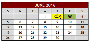 District School Academic Calendar for Grapevine High School for June 2016