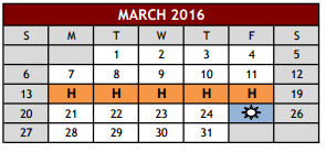 District School Academic Calendar for Grapevine Middle for March 2016