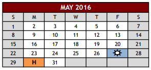 District School Academic Calendar for Dove Elementary for May 2016