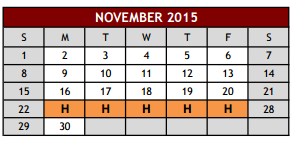 District School Academic Calendar for Grapevine Middle for November 2015