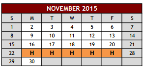 District School Academic Calendar for Colleyville Middle for November 2015