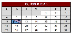 District School Academic Calendar for Colleyville Middle for October 2015