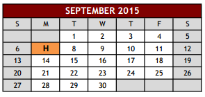 District School Academic Calendar for Colleyville Elementary for September 2015