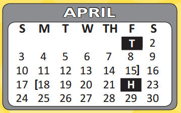 District School Academic Calendar for Jewel C Wietzel Center for April 2016