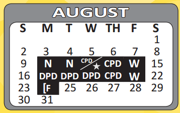 District School Academic Calendar for Jewel C Wietzel Center for August 2015