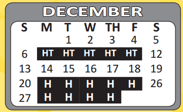 District School Academic Calendar for V M Adams Elementary for December 2015