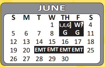 District School Academic Calendar for Wright Elementary for June 2016