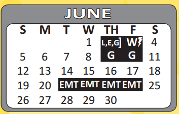 District School Academic Calendar for Jewel C Wietzel Center for June 2016