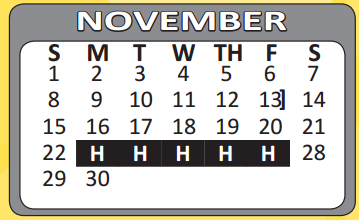 District School Academic Calendar for Jewel C Wietzel Center for November 2015