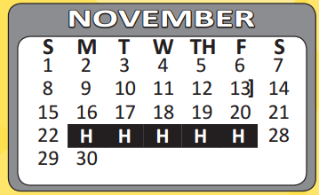 District School Academic Calendar for Rayburn Elementary for November 2015